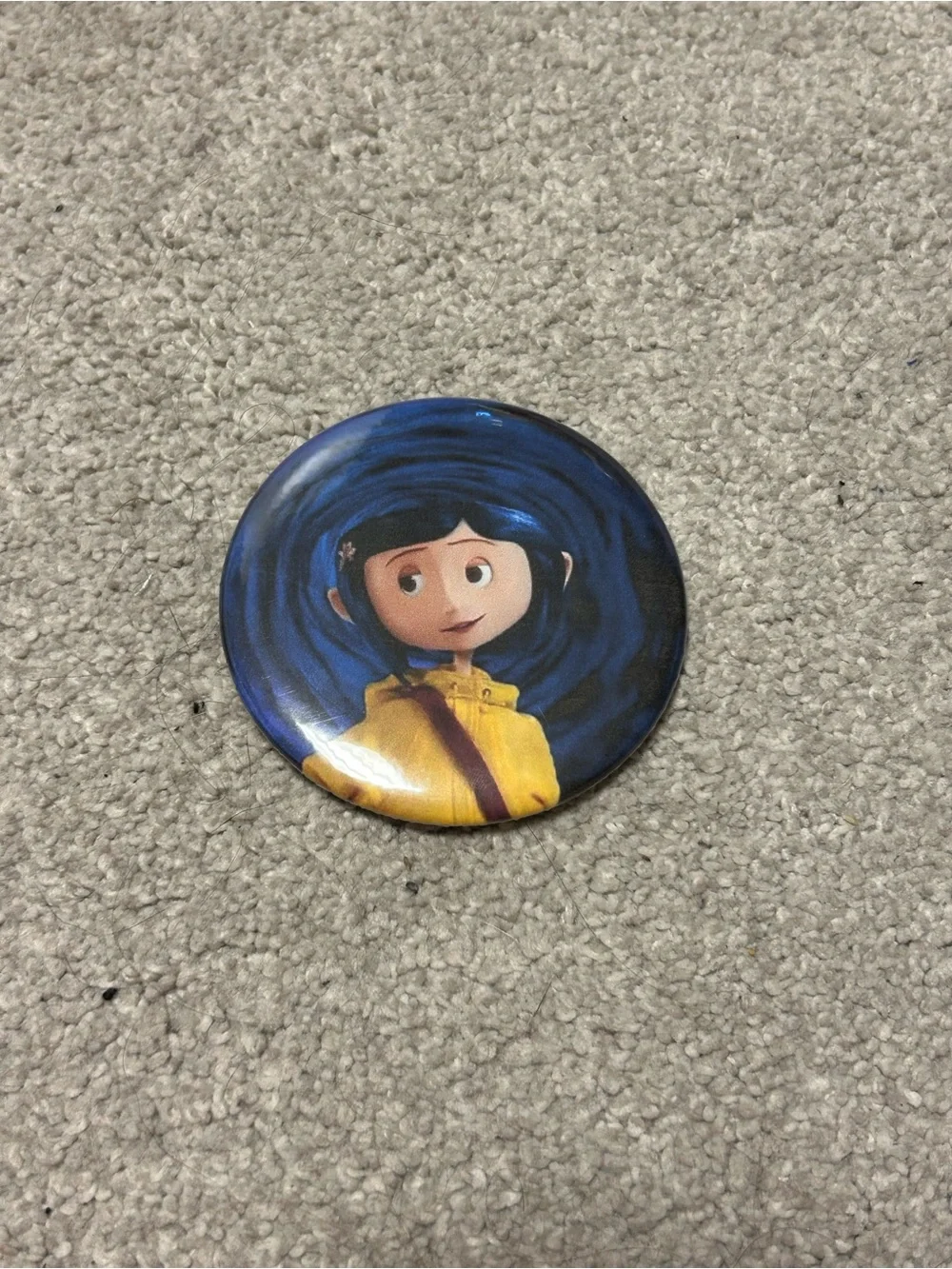 Blue Character Pin Badge with Yellow Accent - Kids Accessories